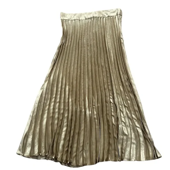 Sezane Dune Pleated Skirt in Gold - Picture 2 of 5